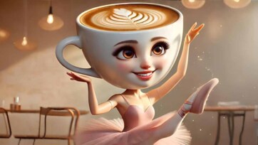 Cappuccino Ballerina’s Twirling Fun Show in a Café