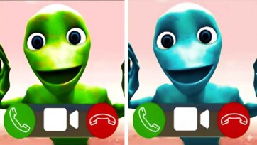 Green and Blue Alien’s Funny Call Adventure