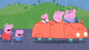Peppa Pig Plush Picnic Ride with Family in a Bright Red Toy Car